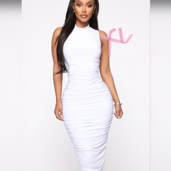 White ruched midi - Picture 2 of 2